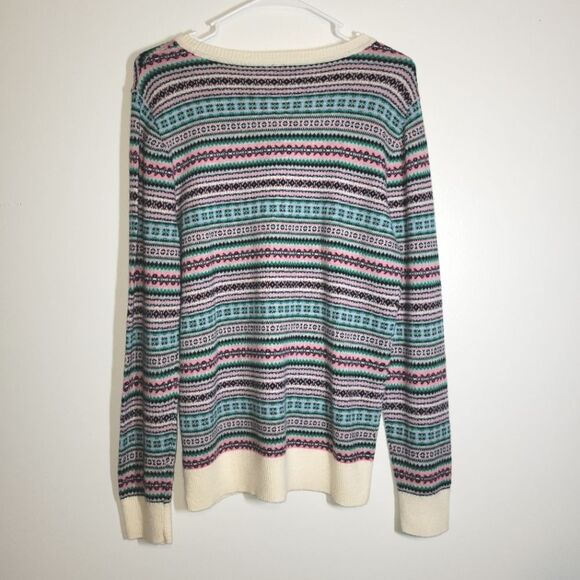 Talbots Fair Isle Lambs Wool Crewneck Sweater Medium - Picture 5 of 9